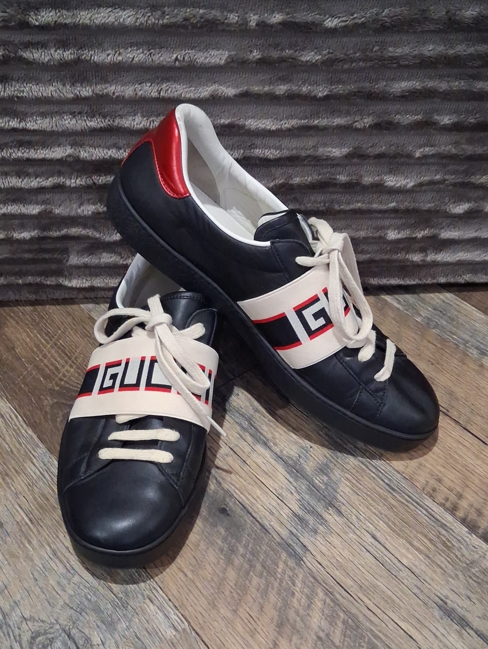 Men's Gucci Ace Stripe Leather Black, Red